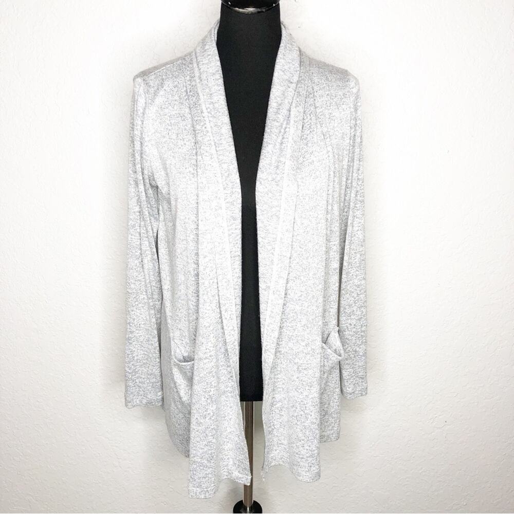 Athleta light gray marled open front knit cardigan size Small